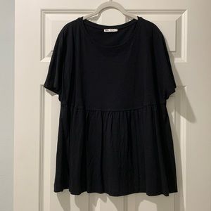 Zara Peplum Tee Shirt - Black